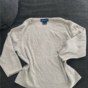 Tan Cozy Quarter Sleeve Sweater! (Cotton + linen blend!) XS